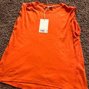 New Women’s FRAME Rolled Muscle T-Shirt Blouse Orange Size Large